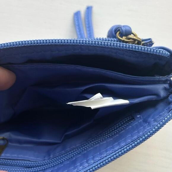 Royal blue leather small wallet wristlet bag - Picture 3 of 6